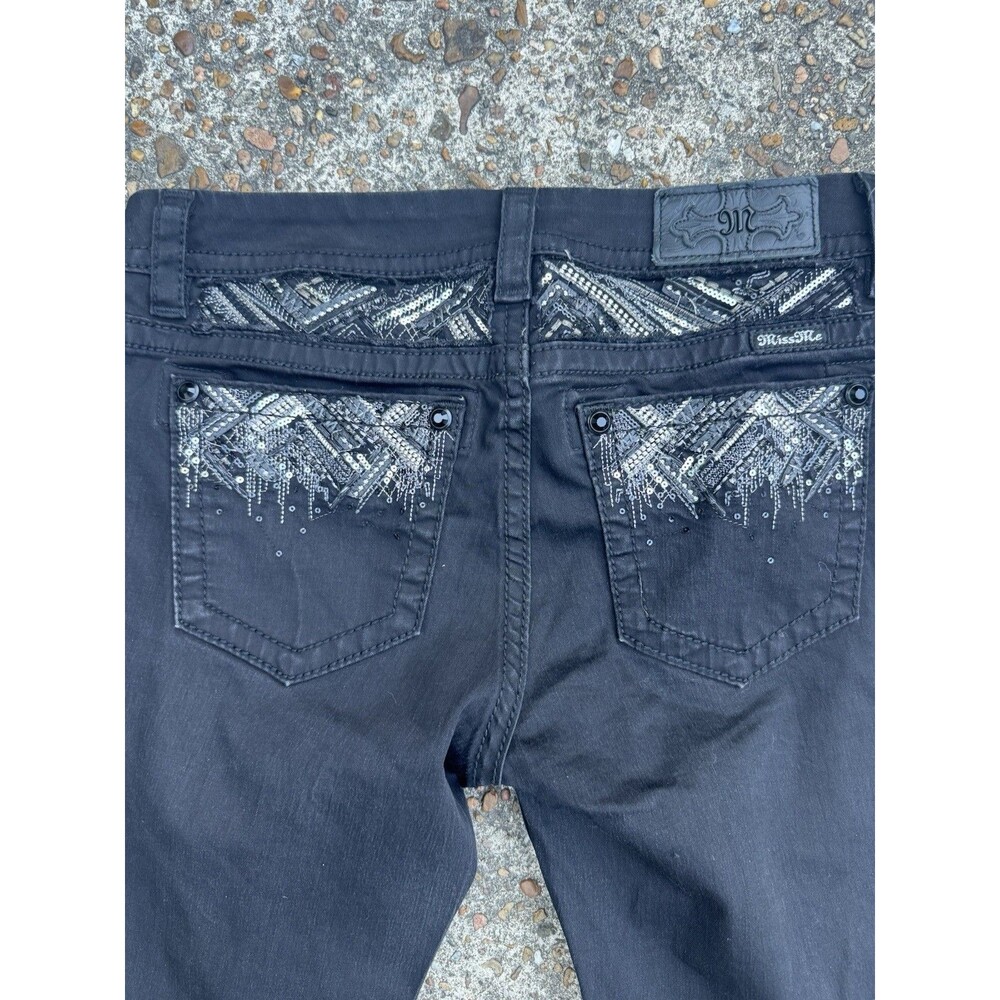 Miss Me Jeans Womens 28 Easy Skinny Mid Rise Black Wash Denim Stretch Fits 29x30